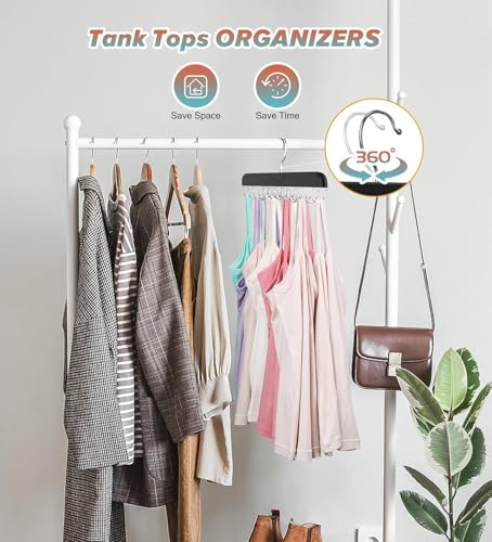 2 Stück BH-Kleiderbügel für den Schrank mit 20 faltbaren Haken | Platzsparender Kleiderbügel aus Holz für Tanktops,Krawatten,Schals,Hüte | 360° drehbarer Schrankorganizer für Wohnheim oder Apartment