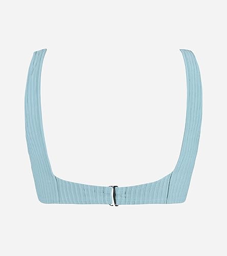 Miniatura 6 de CUPSHE Traje de baño para mujer, talla grande, parte superior de bikini con textura acanalada, anudada en la parte delantera, tirantes anchos fijos