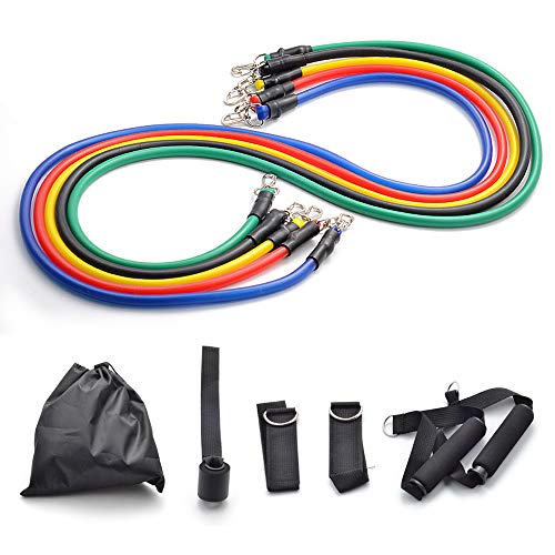 ZHQIAO Resistance Bands Set Including Exercise Bands, Ankle Strap, Handles, Door Anchor, Travel Carr ZHQIAO Resistance Bands Set Including Exercise Bands, Ankle Strap, Handles, Door Anchor, Travel Carr