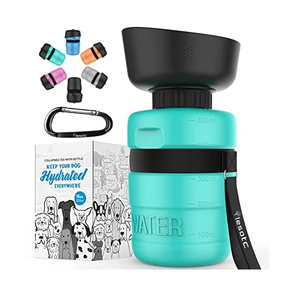 lesotc Upgraded Dog Water Bottle Foldable,Portable Dog Water Dispenser,Leak Proof Pet Water Bottle for Dogs,Dog Travel Water Bottle for Outdoor Walking,Hiking,Travel,BPA Free,Lightweight