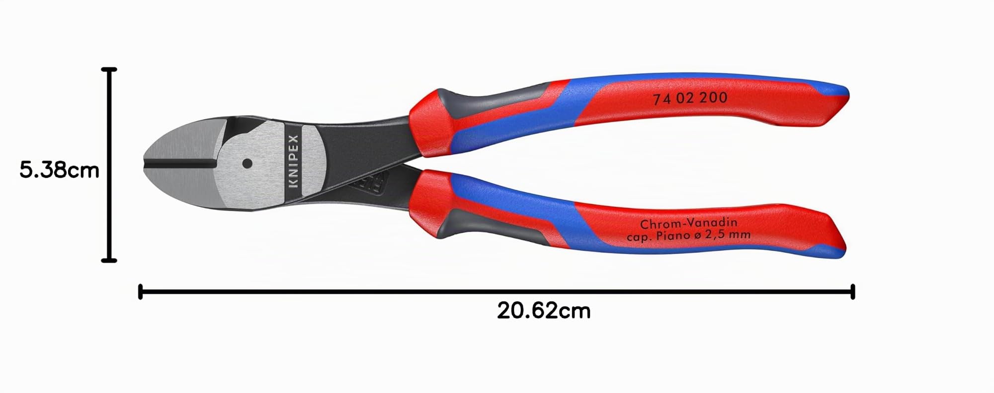 Knipex Pince coupante de côté à forte démultiplication avec poignées comfortables 200 mm, 74 02 200