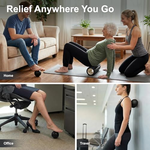 Foam Roller Set for Back Pain and Muscle Recovery Deep Tissue Relief Kit with Muscle Roller Stick Massage Ball Resistance Bands for Pilates Yoga Exercise Portable for Travel Medium-Density (Black) - Image 6
