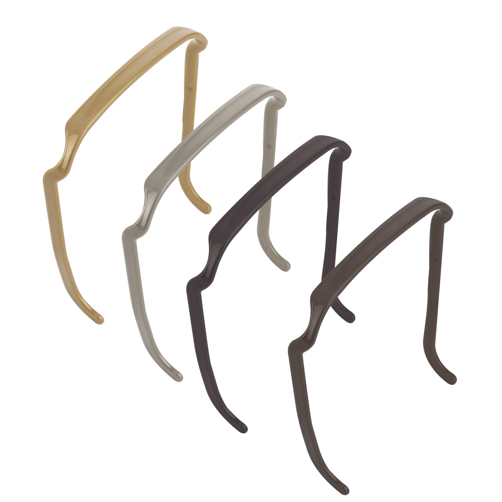 4Pack Invisible Hair Bands Square Headband That Fits Like Sunglasses, Zazzy Headband for Curly Hair Sunglasses Hairband 4 Colors Plastic Thick Hair Hoops for Women Men Hairstyle Fixing Tool