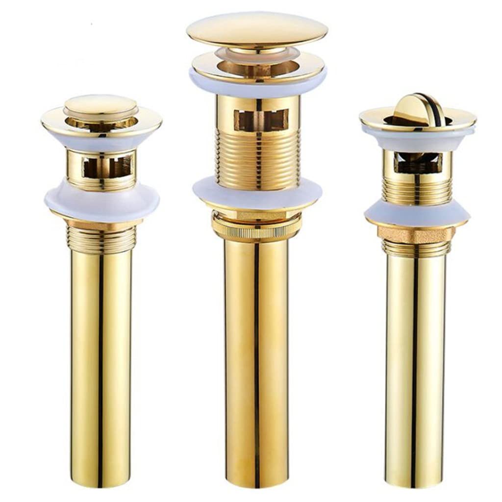 Italiano: Bagno Accessorio Lavello Drain Filtro Golden Color Click-Clack Basin Waterlet con Overflow(3-Pack)