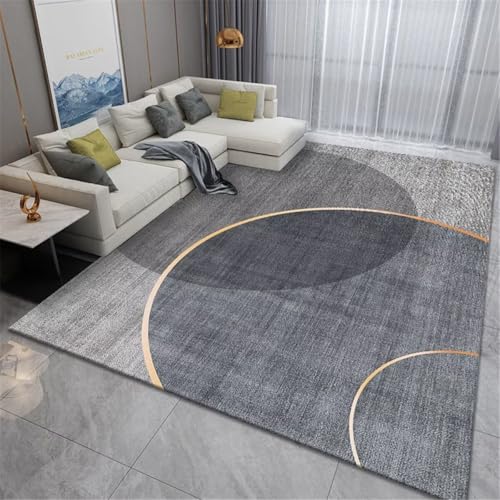 Tapis de salon gris et jaune lavable en machine | 120x170cm - 2