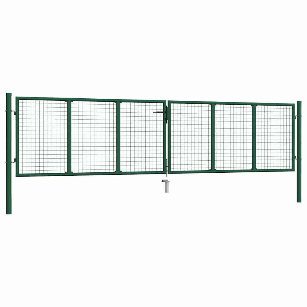 vidaXL Cancello da Giardino in Rete di Acciaio 400x100 cm Verde