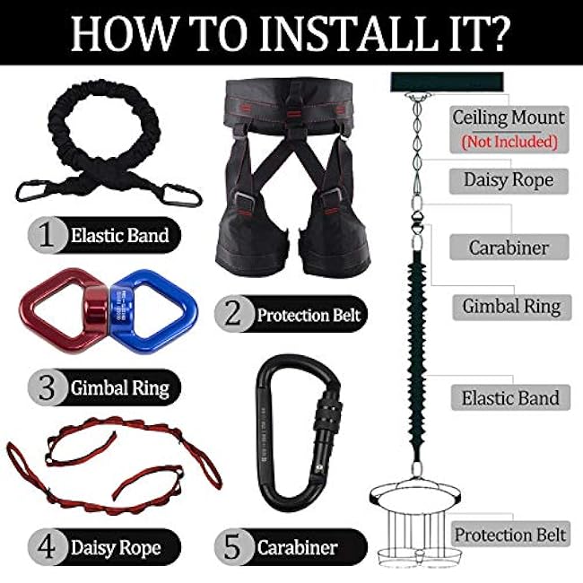 DASKING Pro Yoga Resistance Band - Heavy Duty Bungee Cord for Home Gym, Pilates & Agility Training (4 Weight Classes)