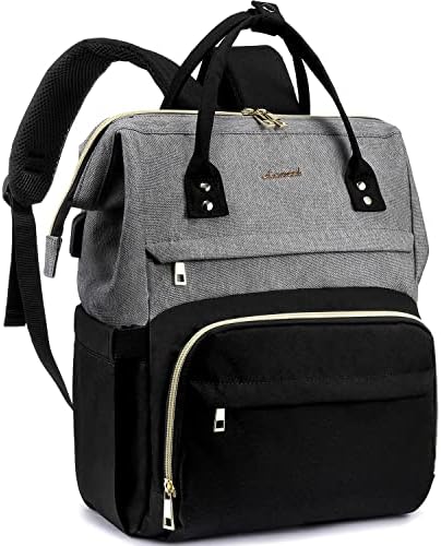 LOVEVOOK Laptop Backpack Purse for Women, 17 Inch Computer Business Backpacks Stylish School Bookbag, Teacher Doctor Nurse Bags for Work, Casual Daypack Backpack with USB Port,Grey-Black