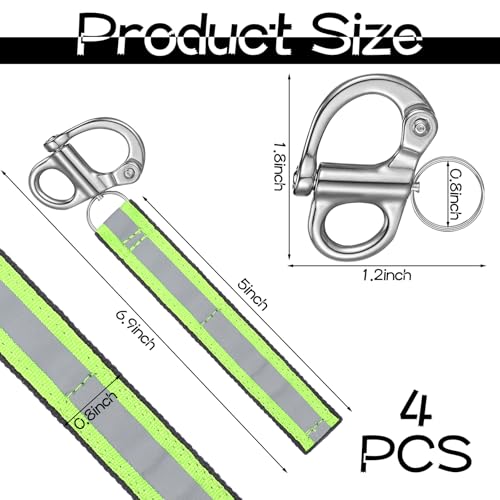 Image of Tellegloww 4 Pcs Scba Mask Quick Release Clip Shackle Marine Grade 316 Stainless Steel Snap Shackle Lanyard for Firefighter Accessories Rigging Boating Sailing
