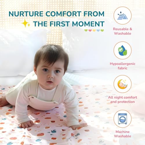 Image of Tidy Sleep Printed Baby Dry Sheet Waterproof Mattress Protector for Newborns | Soft Quick-Dry Bed Protector Mat | Reusable Leakproof Pee Pad for Bed, Crib & Travel Dry Sheet | Smart Robot (Medium)