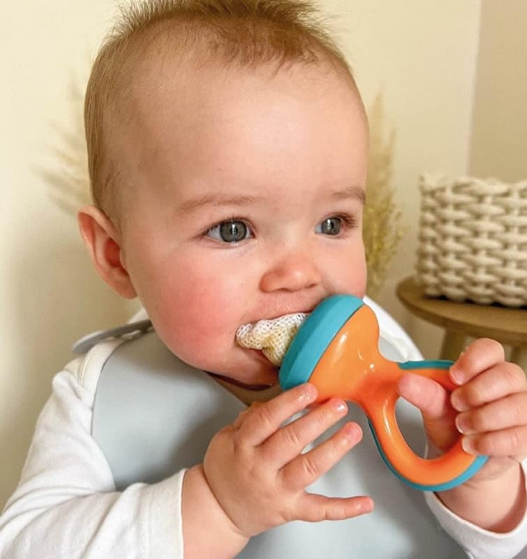 Miniatura 2 de Nuby Nibbler Mesh First - Comedero de alimentos suaves, paquete de 2 (naranjaverde)