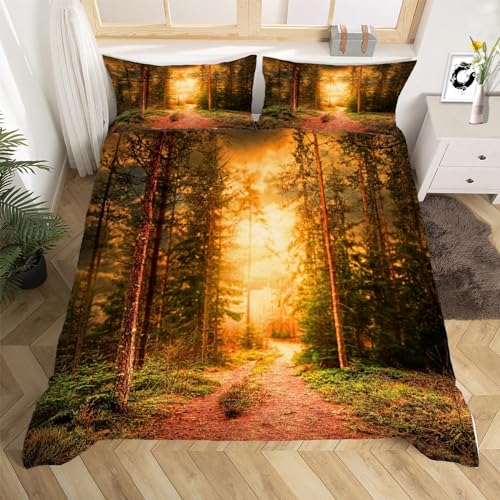 3D Urwald Bettwäsche 135x200 cm Weich Mikrofaser Waldmotiv...