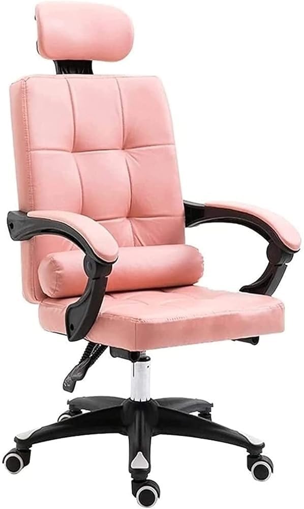 HTTGDGDH Ergonomic High Back Office Chair - Adjustable Pu Leather Swivel Chair For Gaming Executive Seating Home Office & Task Use - Comfortable & Stylish,Pink