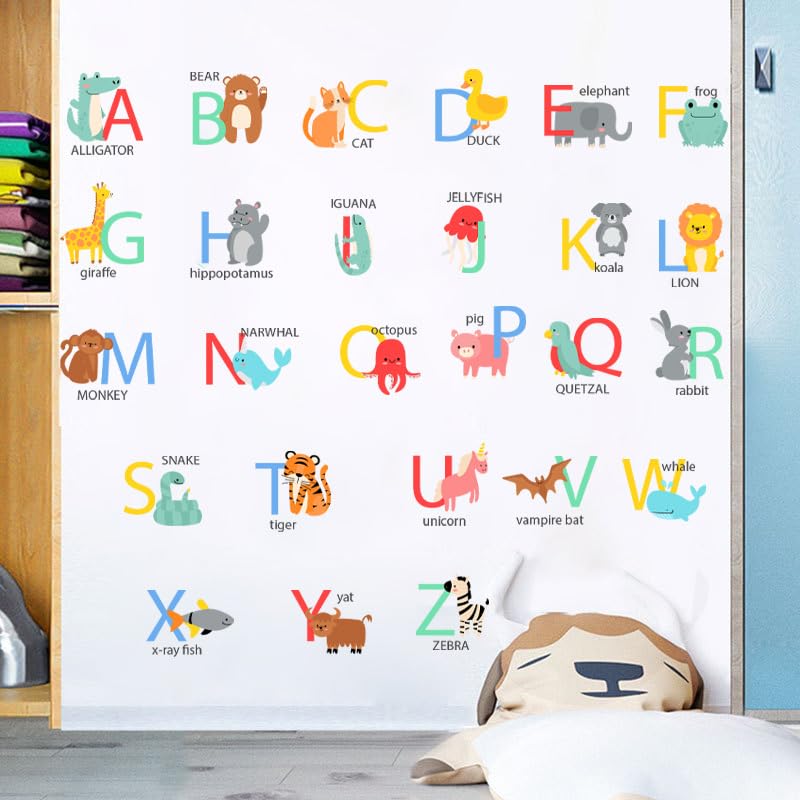 Maaghi Cartoon Animals - Dinosaur - Fruit with ABCD English Alphabets Kids Education Nursery Pre School Wall Sticker (Multicolor,Size - 90 Cm X 29 Cm) (ABC-Animal) 4