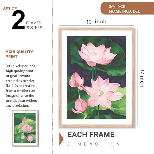 Image of NoWorries Minimal Wall arts decor Painting With frames for home decoration /Wood frame Wall decor for living room and Bedroom Area - floral art Minimalist frames for Home /Cafe (Theme - floral art) (Synthetic Wood frame) (Leminated 300 GSM Print) (framed, Multicolur) Set of 2