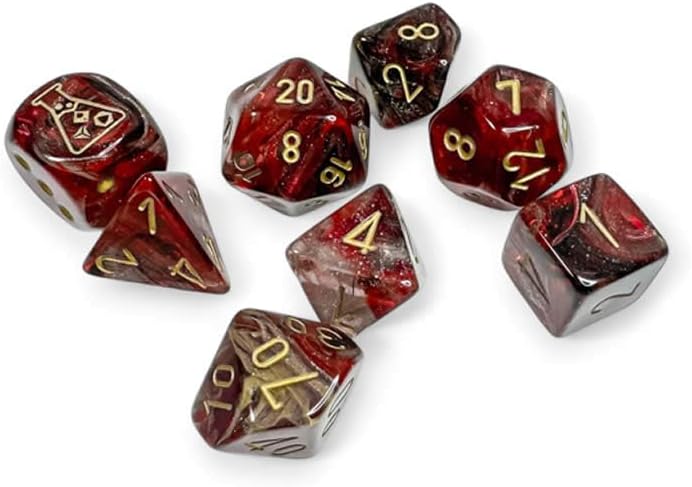Borealis Cosmos with Gold Colored Numbers 7+1 Dice Set 16mm (5/8in) Chessex