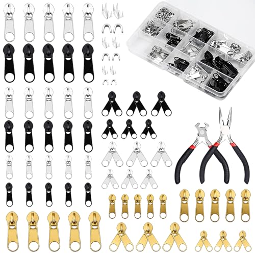 246 Stück Reißverschluss Reparatur set Universal Ersatz Zipper Reparaturset Reisverschluss-Zipper Ersatz Zipper Repair Kit Abnehmbarer Reißverschluss Stopper Reisverschluss Schieber 3 Größen
