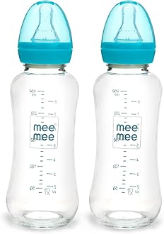 Premium Glass Feeding Bottle with Eazy-Flow Technology, Anti-Colic Valve,Anti Slip,BPA-Free Baby Feeding Bottle for Babies & Toddlers(Blue, 240Ml,Pack of 2)