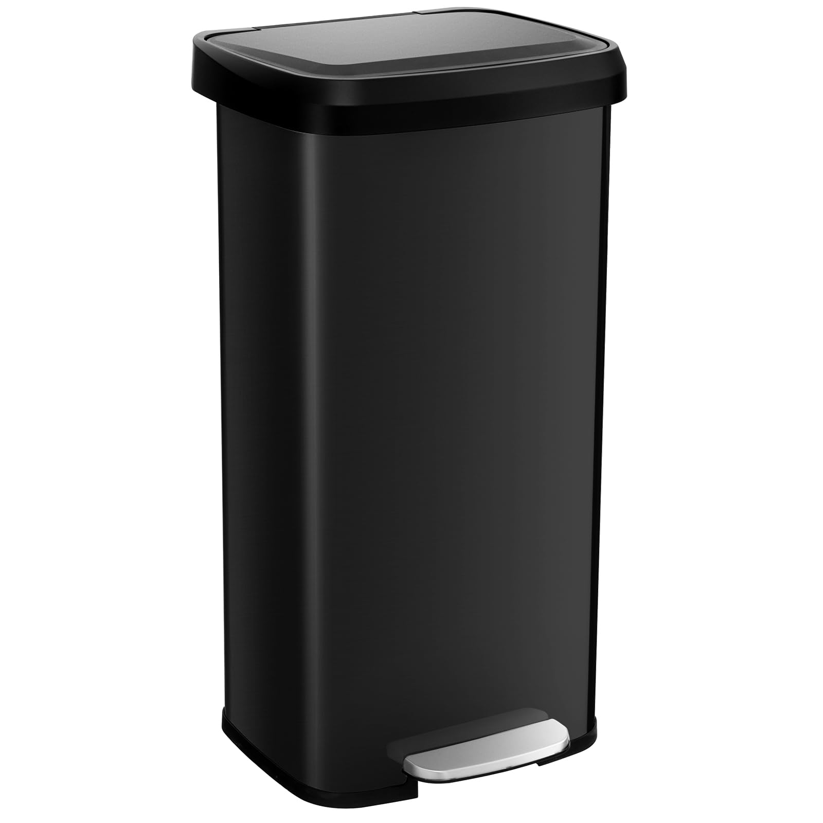TANGZON 50L/68L Recycling Pedal Bin, Stainless Steel Kitchen Bin with Soft Close Lid, Handle & Non-Slip Base, Fingerprint-Proof Waste Separation Trash Can (68L, with Deodorant Box, Black)