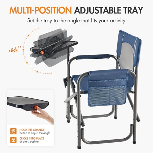 Portal Silla Director con Mesa Lateral Giratoria 2 Vías, Soporta 300 lb, Azul miniatura 5