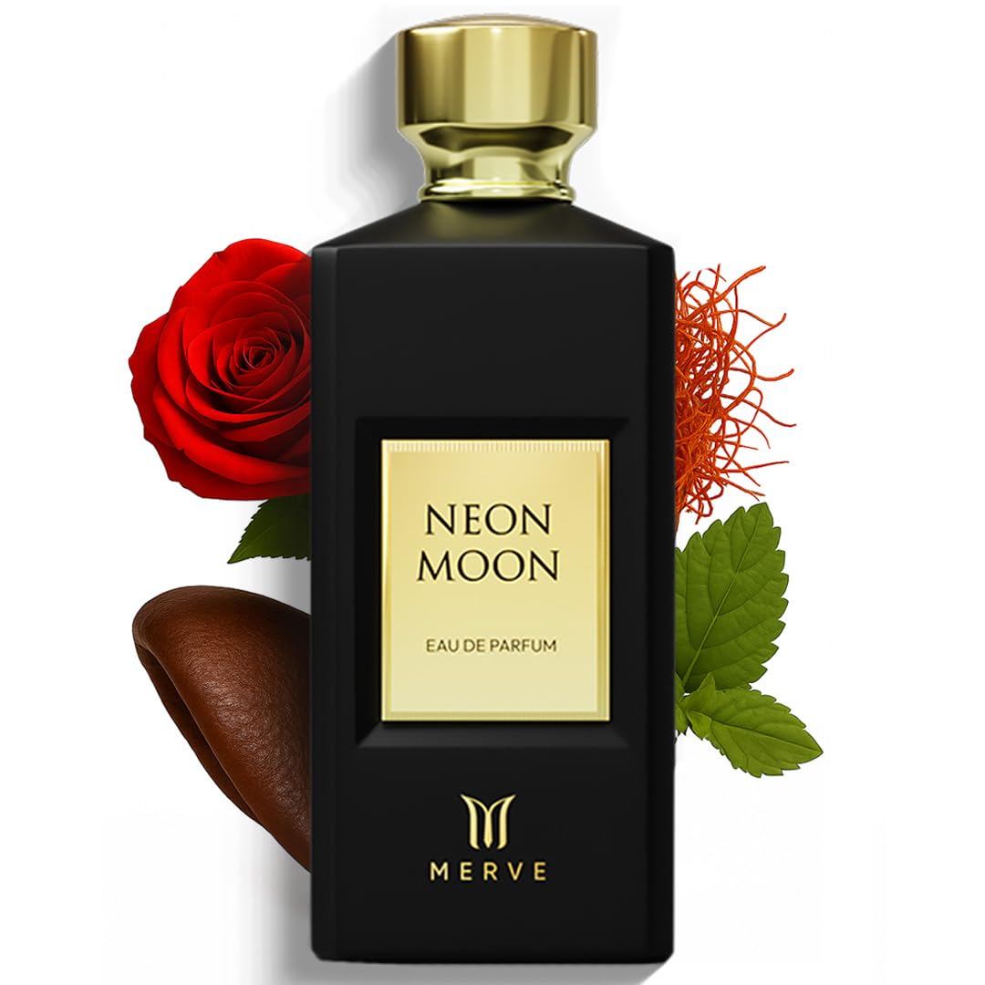 Merve Neon Moon Premium Long Lasting Fragrance Luxury Scent For Unisex | Spicy, Oud, Saffron | Last All Day | 3.4 Ounces