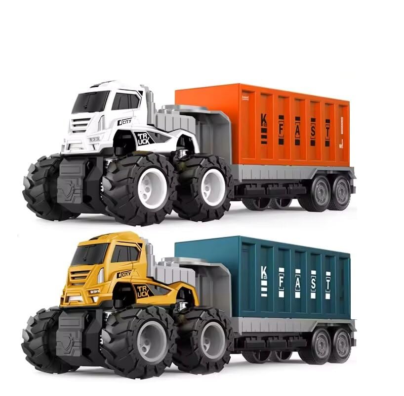Image of Alloy Die cast 1:43 Logistic Transport Truck Toys Friction Powered Car Carrier Truck for Kids Boys Girls Miniature Toy Pull Back Vehicle Gift (Multicolor, Pack of 1)