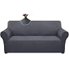 Granbest Checked Couch Cover for 3 Cushions Couch High Stretch Sofa Cover 3 Seater Washable Sofa Protector for Dogs Pets Non-Slip Furniture Protector 3 Seater Grey