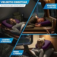 NORDMUT® Campingkissen aufblasbar [SoftSleep+] Komfortables Kissen Ultraleicht mit kleinem Packmaß – Reisekissen aufblasbar inkl. waschbarem Kissenbezug (Violett) – Ansicht 6