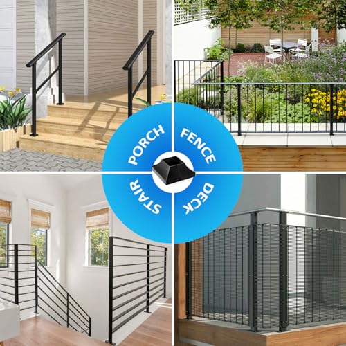 24Pcs Plastic Post Base Cover fit 2\" Post, Decorative Square Railing Base Trim, Post Base Plate Cover,Durable Fence Post Flange Skirt for Patio, Porch, Stair, and Railing Systems, UV-Resistant, Black