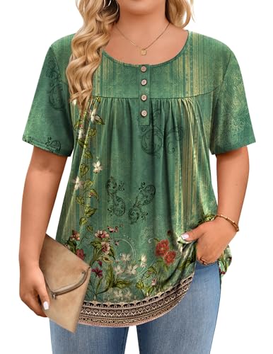 Image of IN'VOLAND Plus Size Tops for Women Short Sleeve Shirts Dressy Casual Tunics
