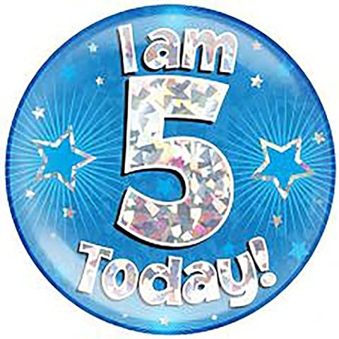 MA ONLINE Unisex Jumbo Badges Birthday Party Girls Boys Pink Blue All Ages Birthday Badges Blue Cracked 5 Years One Size Cover