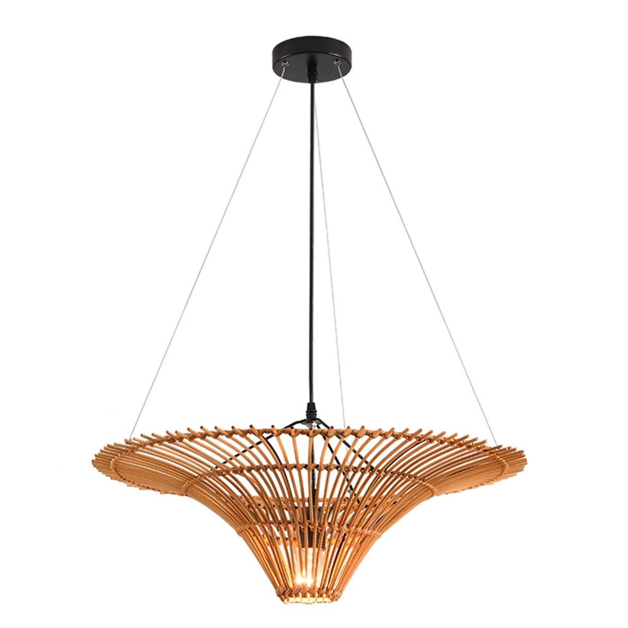 SHUANGZ Southeast Asia Wicker Pendant Light 23.6'' Rattan Basket Chandelier with Metal Frame - Industrial Lantern Basket Wicker Light Fixture E26 Socket for Bedroom, Dining Living, Hallway, Foyer