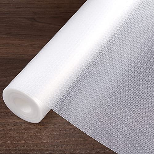 Image of WochiTV Shelf Liner for Cabinets, Drawer 17.5 Inch x 10 Feet, Non Adhesive EVA Plastic Washable Pad for Refrigerator, Fridge, and Kitchen, Pantry Cabinet, Drawer, Closet, Cupboard, Clear