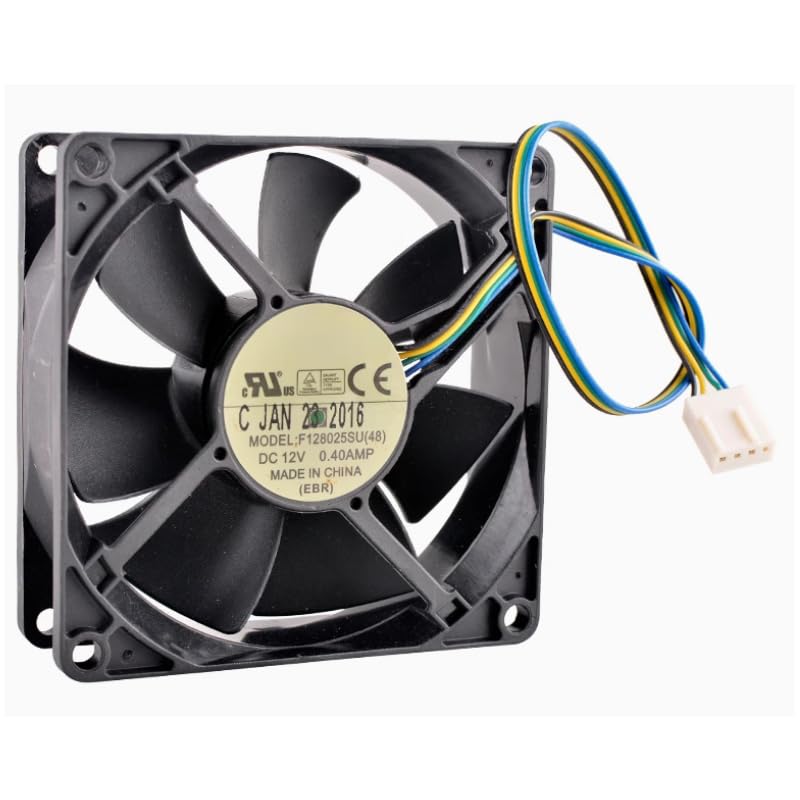 F128025SU DC Axial Cooling Fan，80×80×25mm 12V 0.40A，Ball Bearing 4-Pin for PC Cases/3D...