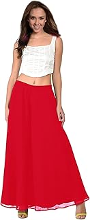 kvish Umbrella Flared Relaxed Fit Stylish Solid Georgette Palazzo or Bottoms for Women's and Girls UMPL-Red-S-picture-16