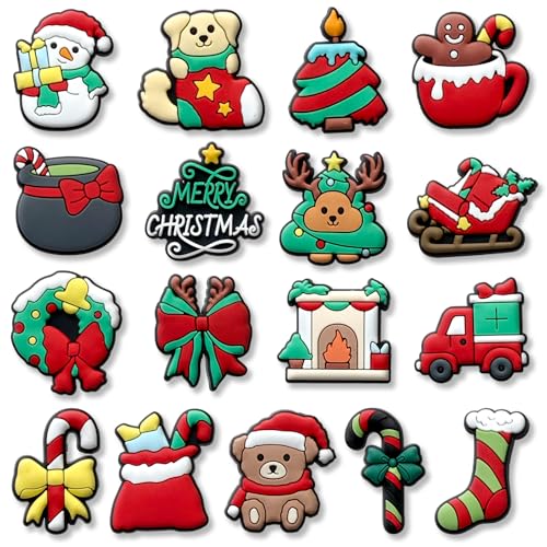17Pcs Christmas Shoe Decoration Charms for Croc Clog Snowman Snowflake Charms Accessories for Adults Teen