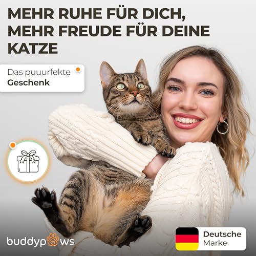 buddypaws® Katzenangel stabil mit 4 Anhängern & Katzenminze – Ausziehbar 42-104 cm – Flexibles Glasfasermaterial – Katzenspielzeug Set mit Ersatzschnur – Spielangel für Katzen - Cat Toys