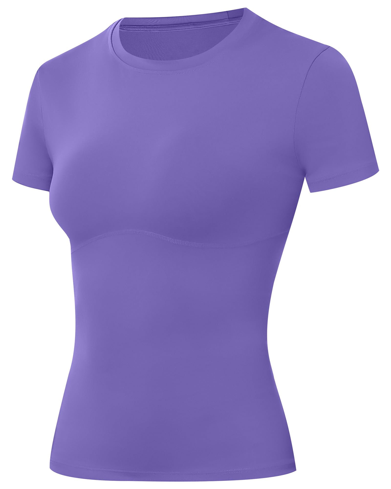 Moozava Women's Compression Shirt Short Sleeve Workout Tops Athletic T-Shirts Base Layer for Gym Running Yoga Sports
