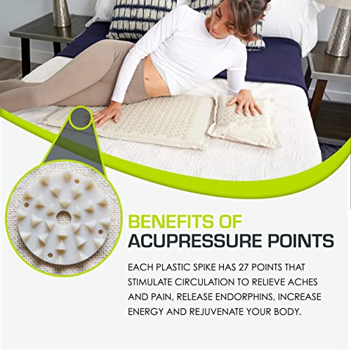 ProsourceFit Ki Acupressure Mat and Pillow Set with 100% Natural Linen for Back/Neck Pain Relief and Muscle Relaxation, Sand Dunes - Image 4