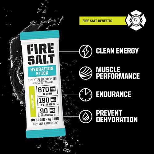 Image of Fire Salt Lemon Lime Electrolyte Hydration Sticks, Zero Sugar, 32 Count