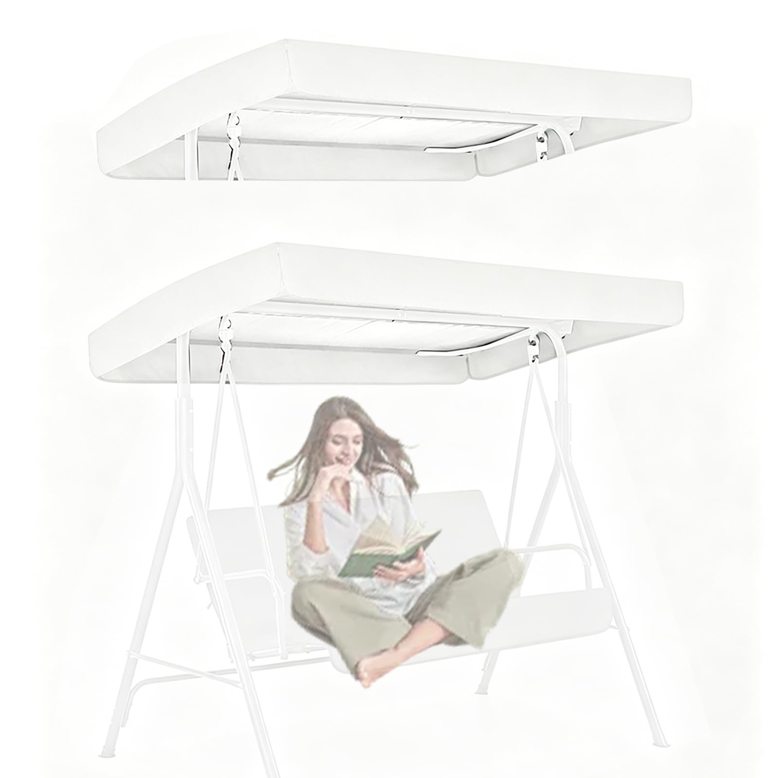 Toit de rechange pour balancelle blanc 191x120x18 cm en toile Oxford 210D résistant