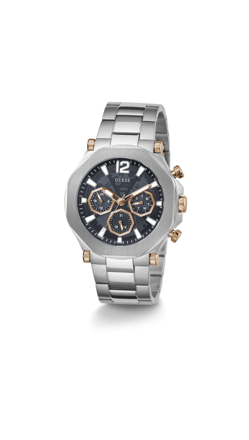 Guess US - Reloj multifunción para hombre en tono plateado