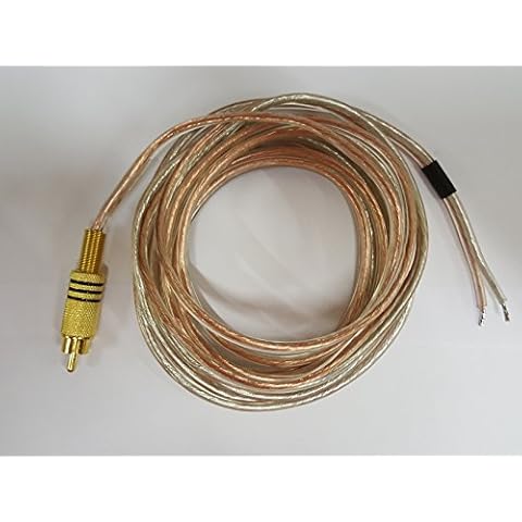 iecables Gold Plated Metal RCA (Phono) Connector Black to Open Speaker Termination Leads 14 awg (Heavy Duty 14 Gauge for Sub-woofer and/or Amplifier) 10 Foot Cover