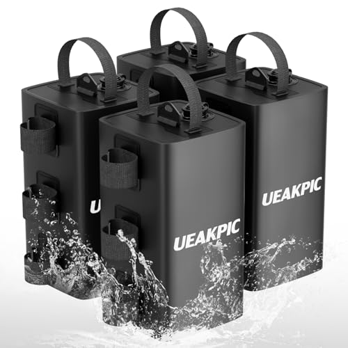 UEAKPIC Canopy Weights 88 LBS Heavy Duty Set of 4 Tent Water Leg Bags for Outdoor Gazebos Umbrellas Pergolas Sunshades & Patio Furniture (Black 10L x 4)