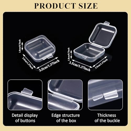 Image of 60 Pieces Small Plastic Bead Organizer Container, Mini Clear Storage Box with Hinged Lid for Beads, Ear Plugs, Eye Lash, Small Items (1.37 x 1.37 x 0.7 Inch)