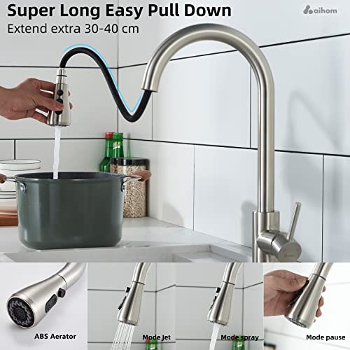AiHom-Grifo-Cocina-Extraible-Grifo-de-Cocina-con-3-ModosGrifo-para-Fregadero-de-Acero-Inoxidable-360-GiratorioGrifo-Cocina-Fregadero-Monomando-Sin-Plomo-con-aireador-ABSAhorro-de-Agua AiHom-Grifo-Cocina-Extraible-Grifo-de-Cocina-con-3-ModosGrifo-para-Fregadero-de-Acero-Inoxidable-360-GiratorioGrifo-Cocina-Fregadero-Monomando-Sin-Plomo-con-aireador-ABSAhorro-de-Agua