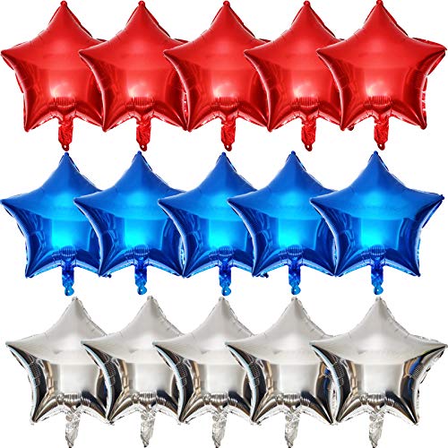 15 Pieces Red White Blue Balloons, 4Th Of July Decorations Fourth Of July Balloons Star Balloons For Patriotic Party, Independence Day, Labor Day, Birthday Party Decorations Supplies,15Pcs #TOP4