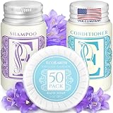 Luxury Travel and Hotel Amenities Set (1 Oz, 150 Pieces), Grade-A Guest Ingredients and Gift Packaging Toiletries, Includes 50 Round Soaps, 50 Shampoos & 50 Conditioners by EcoEarth