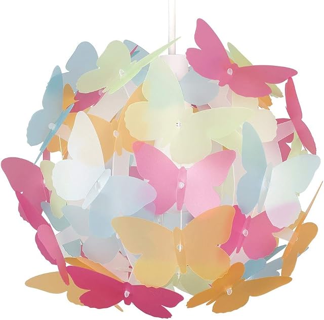 Stunning Modern Multi Coloured Butterflies Ceiling Pendant Bedroom Light Lamp Shade