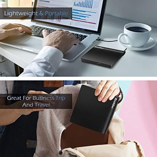 Rioddas External CD/DVD Drive for Laptop, USB 3.0 CD DVD Player Portable +/-RW Burner CD ROM Reader Writer Disk Duplicator Compatible with Laptop Desktop PC Windows Apple Mac Pro MacBook Linux — view 6